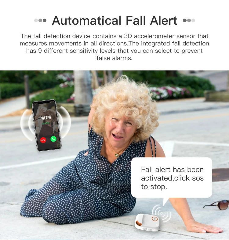 Eview EV04 Alzheimer Tracking Device SOS Button Emergency Call Fall Down Alarm 4G LTE GPS Tracker for Old People
