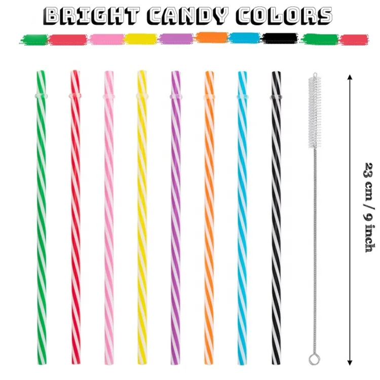 Reusable Stripe Hard Plastic Straws INdividually Wrapped 9in - Buy Reusable  Stripe Hard Plastic Straws INdividually Wrapped 9in Product on