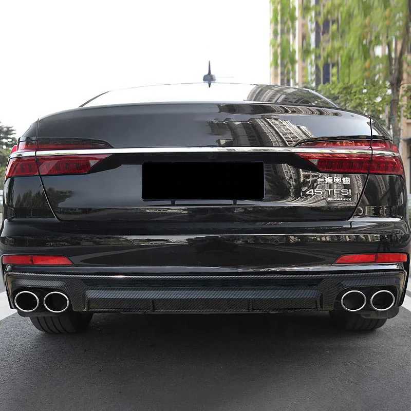 Factory S6 Style Rear Bumper Diffuser A6 C8 Gloss Black Rear Diffuser with Tailpipe for Audi A6 C8 Sline 2019 2020 20212022 2023