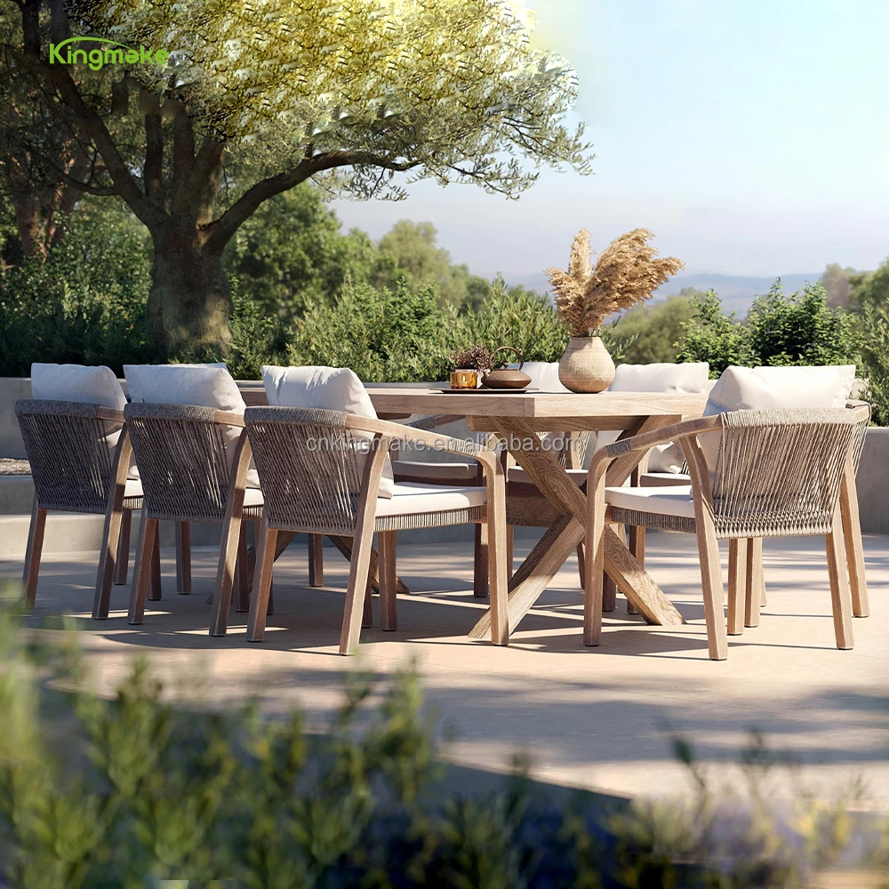 Modern Teak Wood Outdoor Dining Table Set Garden Patio Outdoor ...