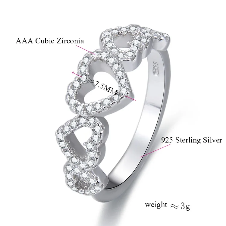 Fashion Design Wholesale Price 925 Sterling Silver Rings Full Diamond  Stackable Love Gram Gold Ring