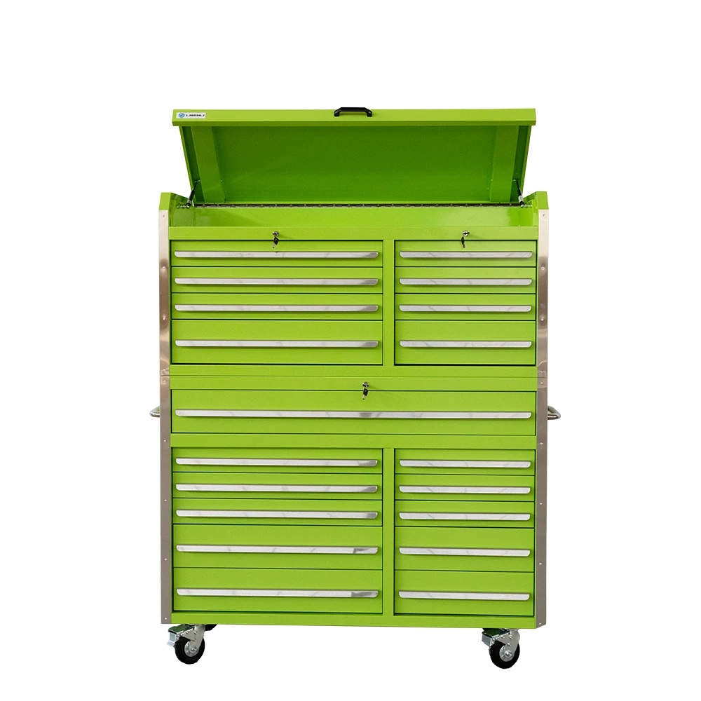 Double Layer Heavy Duty 4 Wheel Tool Cabinet with Handles manufacture