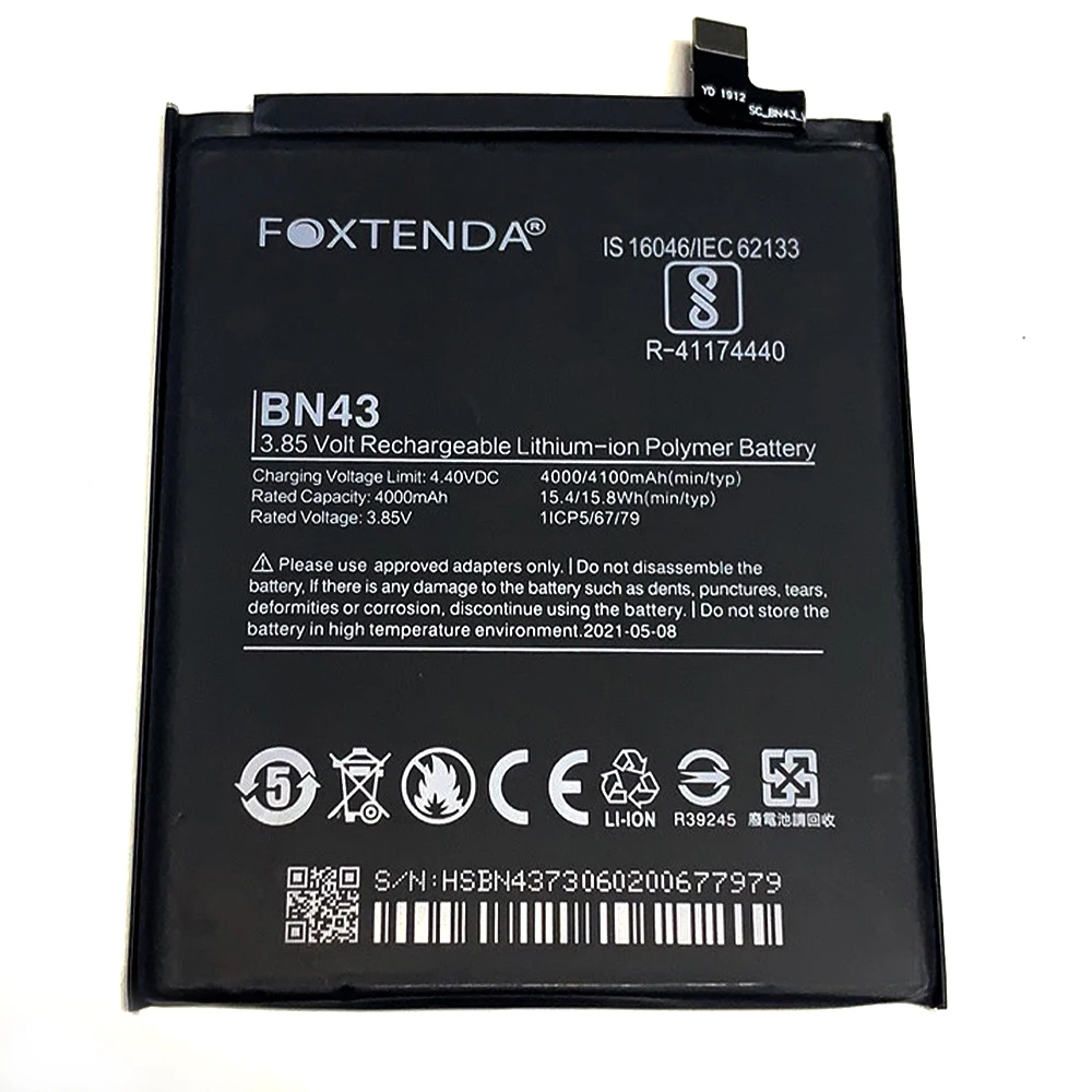 Заводская OEM Тяжелая батарея для мобильного телефона redmi note 4 батарея BN41 BN42 BN43