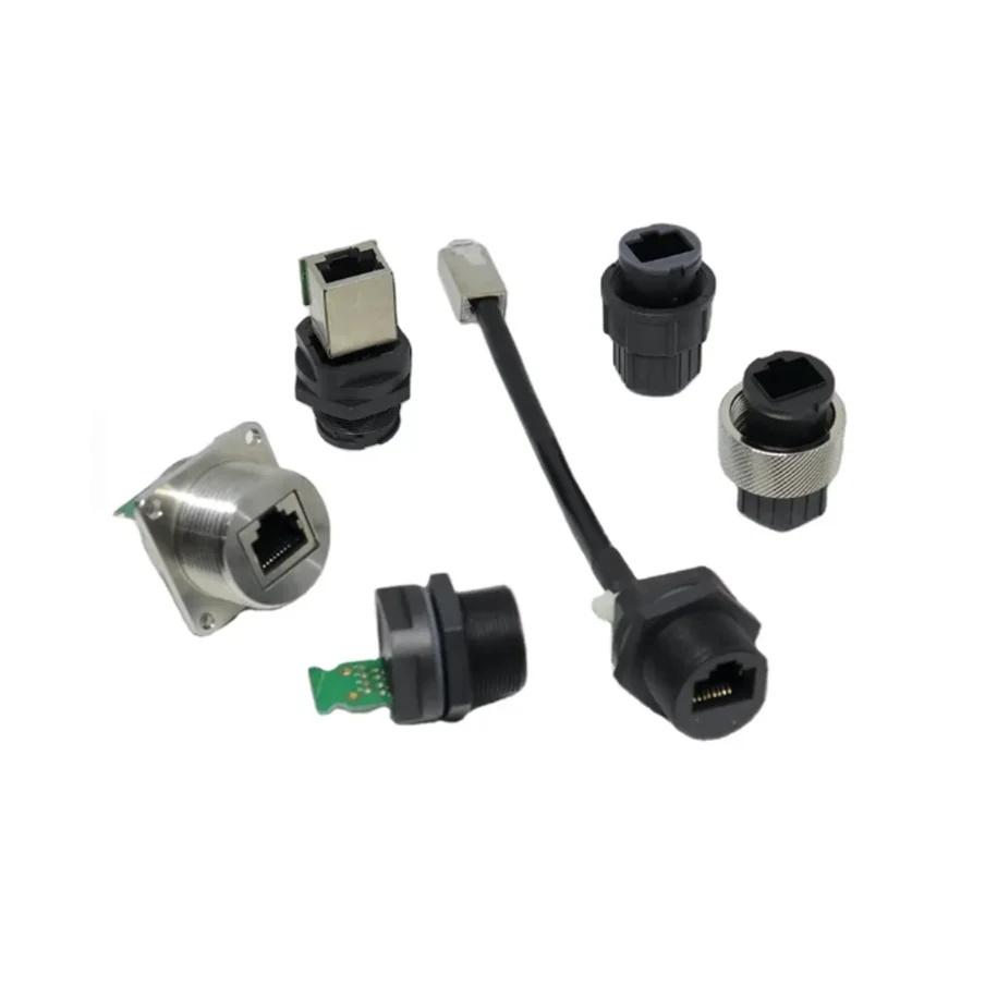 Waterproof Panel Mount RJ45 Connector with Ethernet Cable