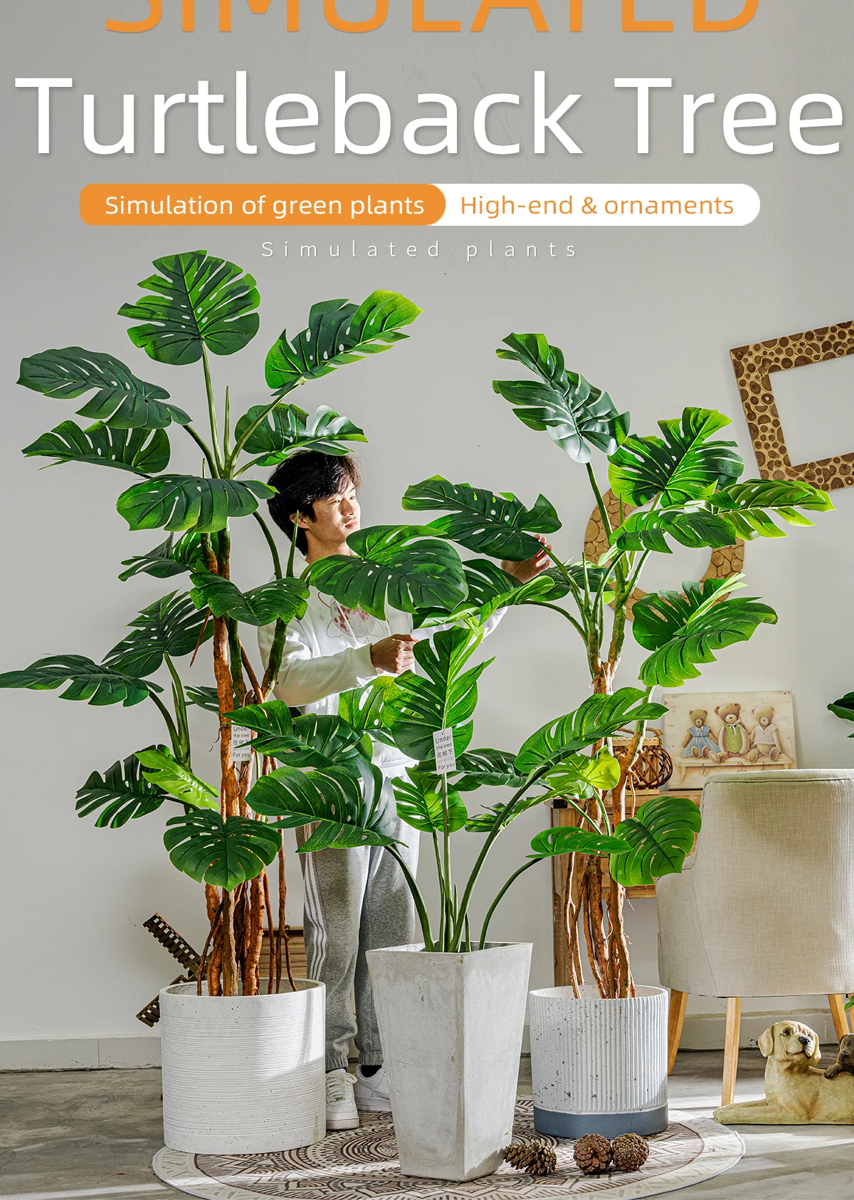 Artificial Plants Greenery Realistic Plastic Tree Potted Simulation Greenery Real Touch Leaves Indoor Home Outdoor Decoration factory