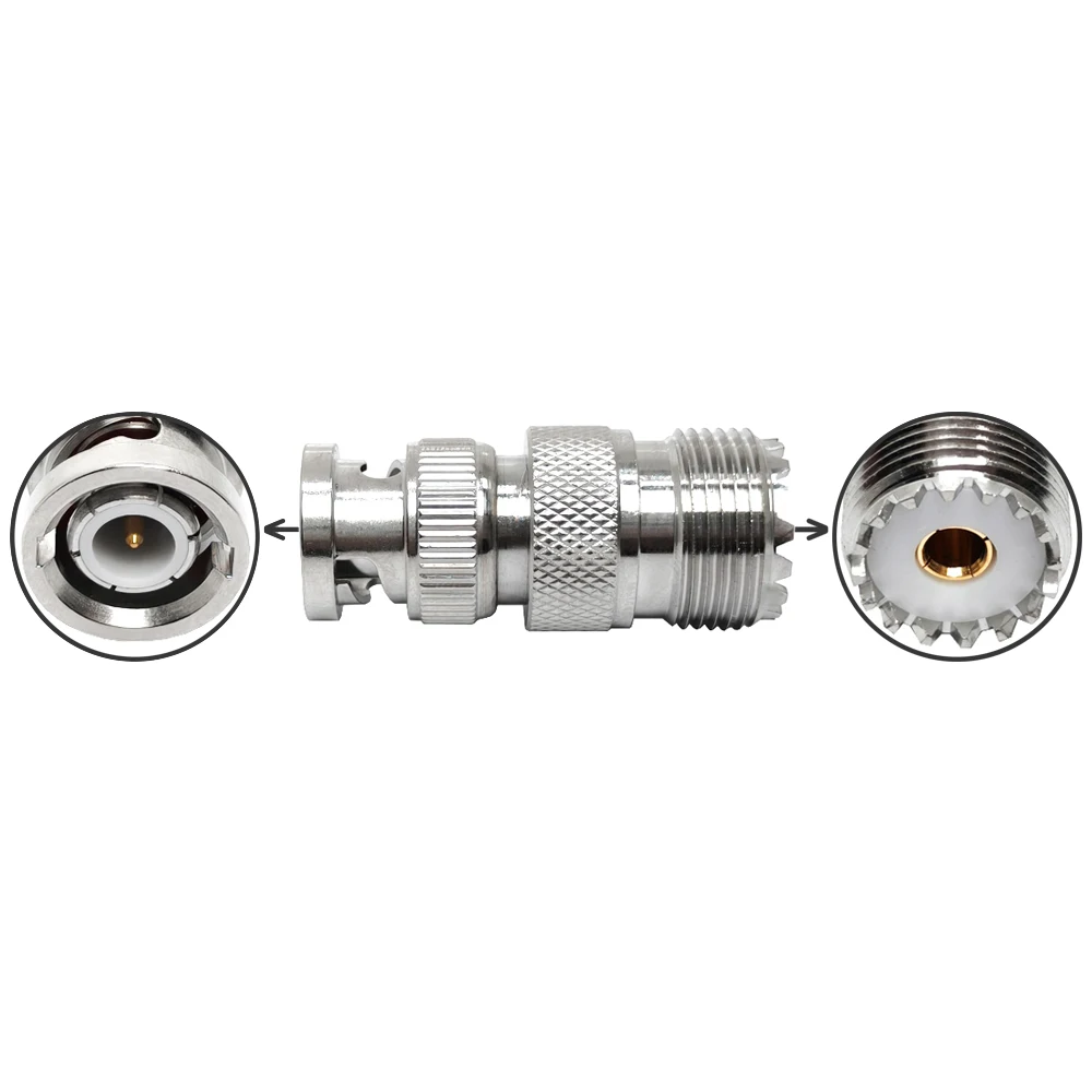 RF Connector BNC Male Plug to UHF Female Jack SO239 RF Coaxial Adapter Connector