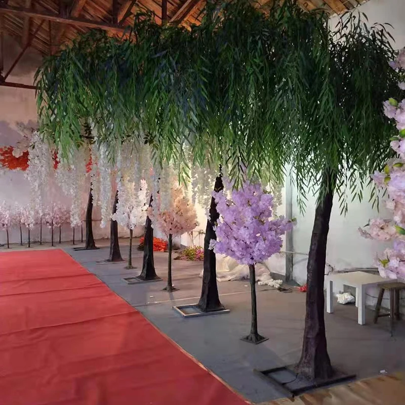 Artificial Weeping Tree Bonsai Green Leaves Willow Tree High Simulation Weeping Willow Trees