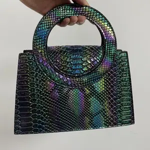 Glossy Crocodile Pattern Pu Leather Women Shoulder Crossbody Bags Wholesales Women Sling Handbags Custom logo Latest Ladies Bags