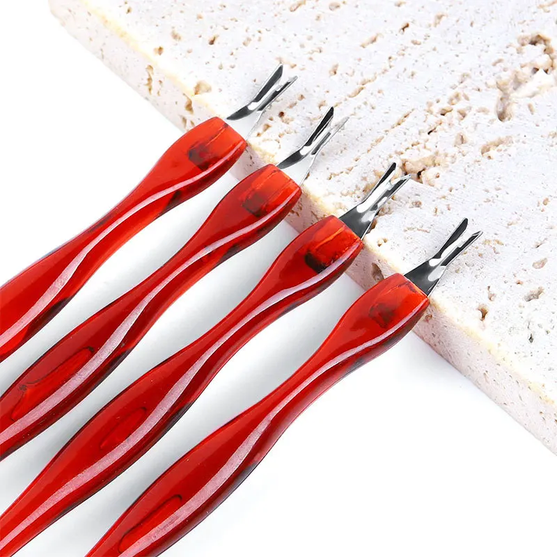 Free Shipping Professional Nail Tool Brown Dead Skin Callus Removal Fork Cuticle Trimmer Remover Pusher