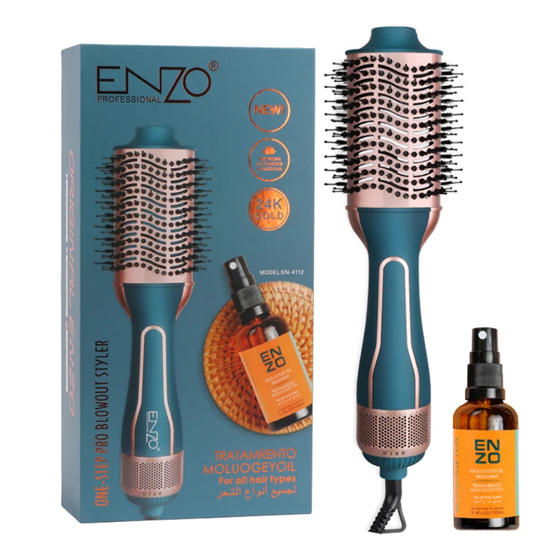 ENZO EN-4112 1000W Ionic Hair Blow Dryer Brush - Dual Styling for