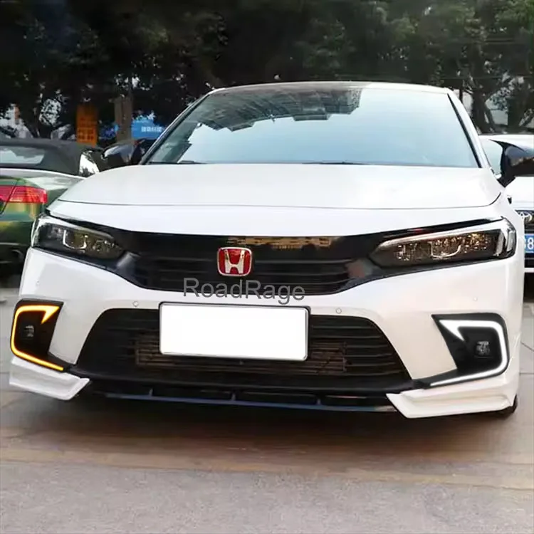 Fog Lights Assembly DRL for 2022 2023 2024 Honda Civic 11th Gen Hatchback Turn Signals Lights for 11th gen Civic Sedan Front Fog Lights assembly (24Civic-DRL-No Sensor Hole), Driving, Fog & Spot
