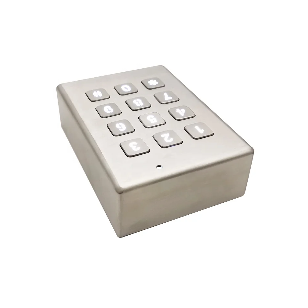 Customized 3x4 LED Backlit Keypad Enclosure Waterproof Matrix Stainless Steel Metal Keyboards & Keypads