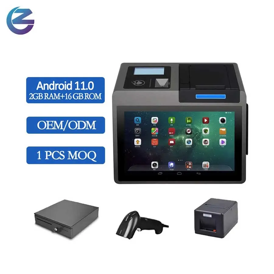 Z100 Touchscreen System Hardware All In One Pos Terminal Machines 10.1 inch Android Tablet POS with Barcode Scanner Printer-133002