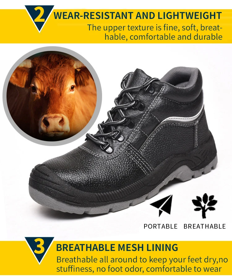 Safety Water Proof Anti Slip Work Shoes Iron Toe Puncture Resistant Men