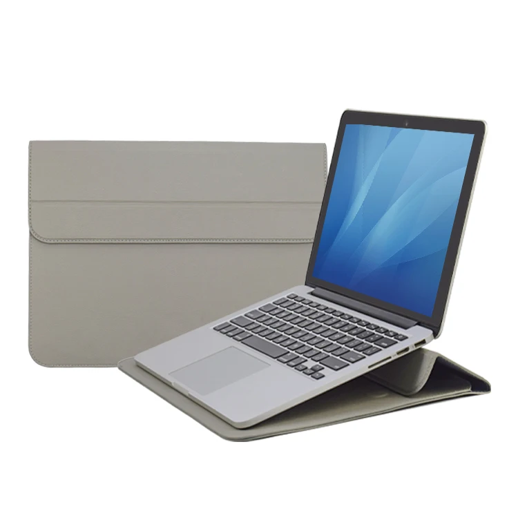 Gedrukt 13 Inch Vegan Leather Multifunctional Custom Laptop Sleeve with Stand