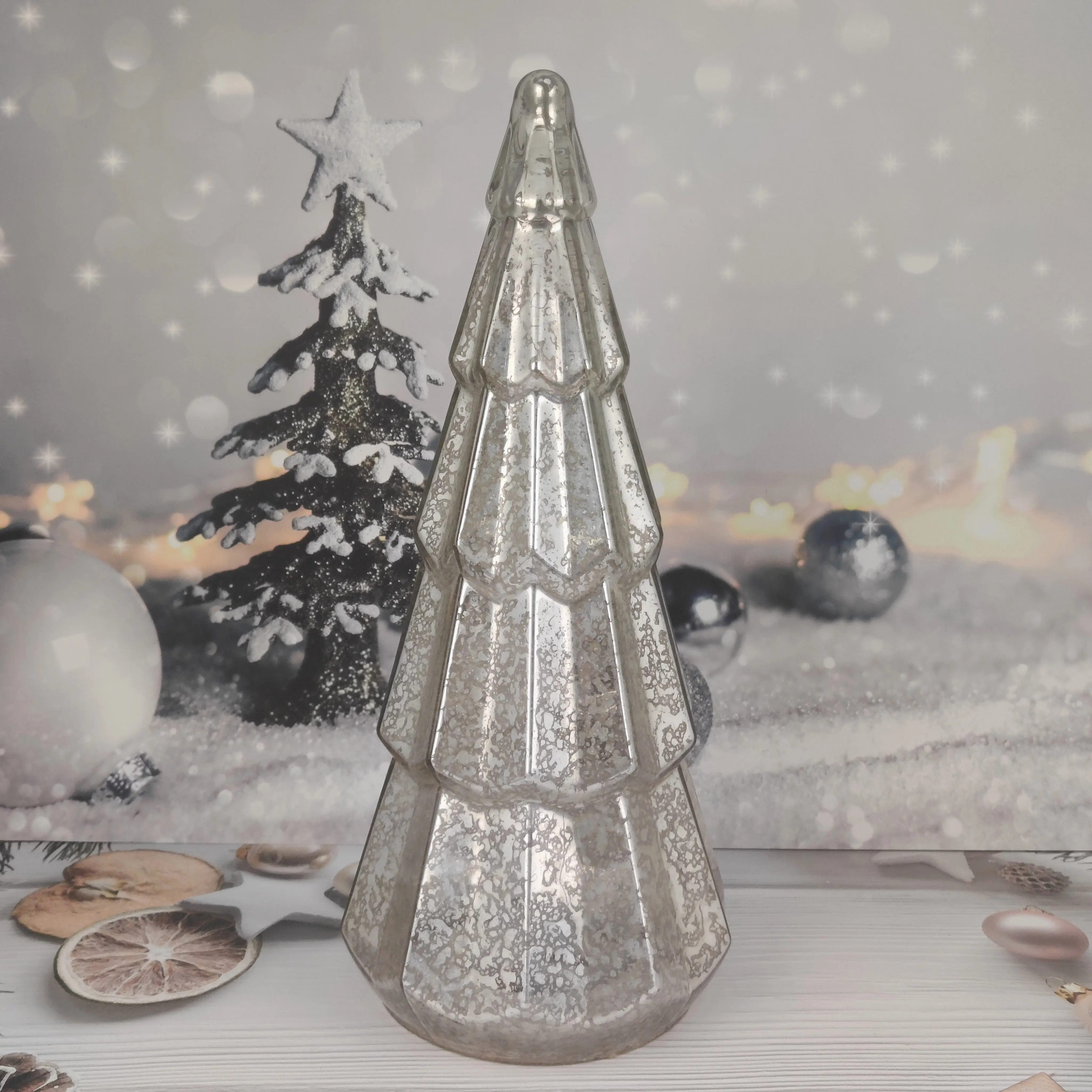 Wholesale battery operated led light up glass manufacturer ornament xmas tree decoration christmas new products supplier