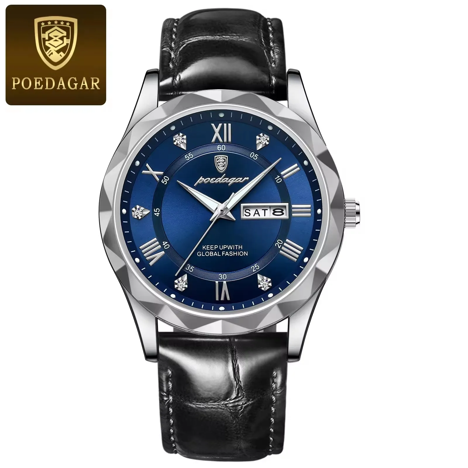 New Poedagar 615 Men's Watches Fashion Trend Quartz Wristwatch Date Week Montre Homme Or aperçu 8