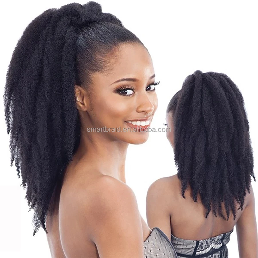 Synthetic Afro Kinky Curly Ponytail Marley Braids Twist Hairpiece