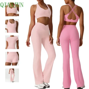 Women Gym Clothing Fitness Set Heart-Shaped Sports Bra Two Piece Workout Sets Running Sportswear Yoga Sets