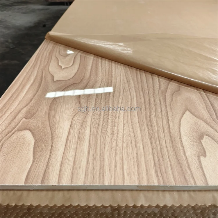High - Hardness UV HDF Boards 4*8ft 18mm MDF/HDF UV Melamine MDF Board High Gloss Plywood Multilayer for Wardrobe Paper-Pasted