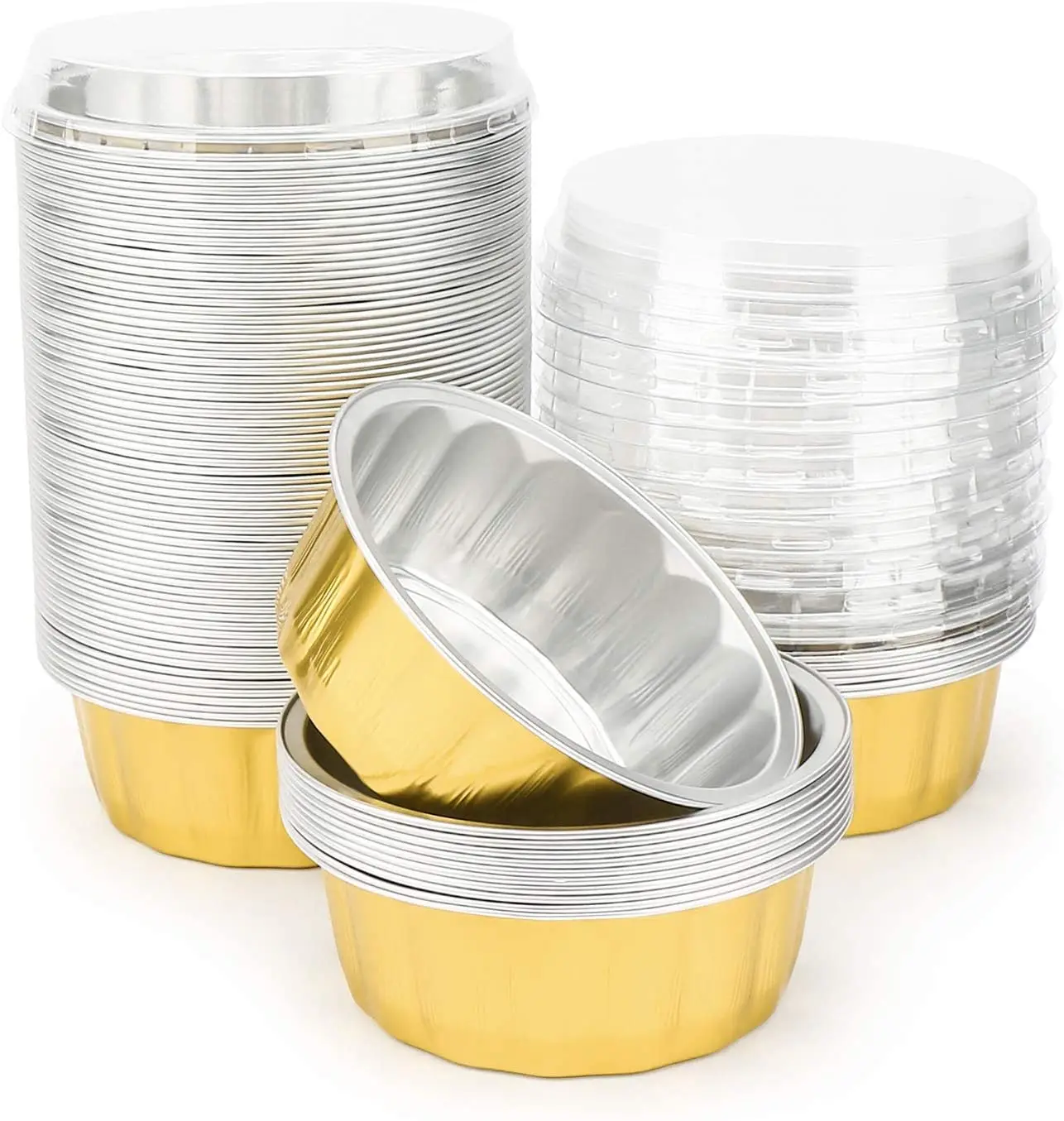 5oz Disposable Aluminum Foil Cups With Lids For Muffin Cupcake