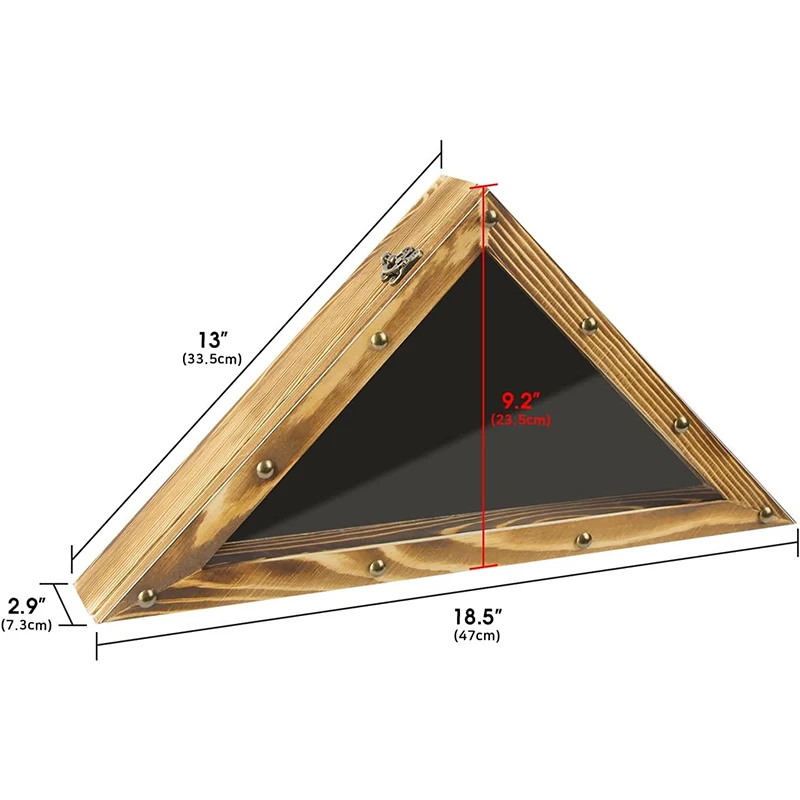 ARRAWIS Estuche De Exhibición De Bandera, Caja De Bandera Militar Con Borde Inferior Grueso Con Parte Frontal De Vidrio Transparente De Alta Calidad, Caja De Madera Maciza Para Montar En La