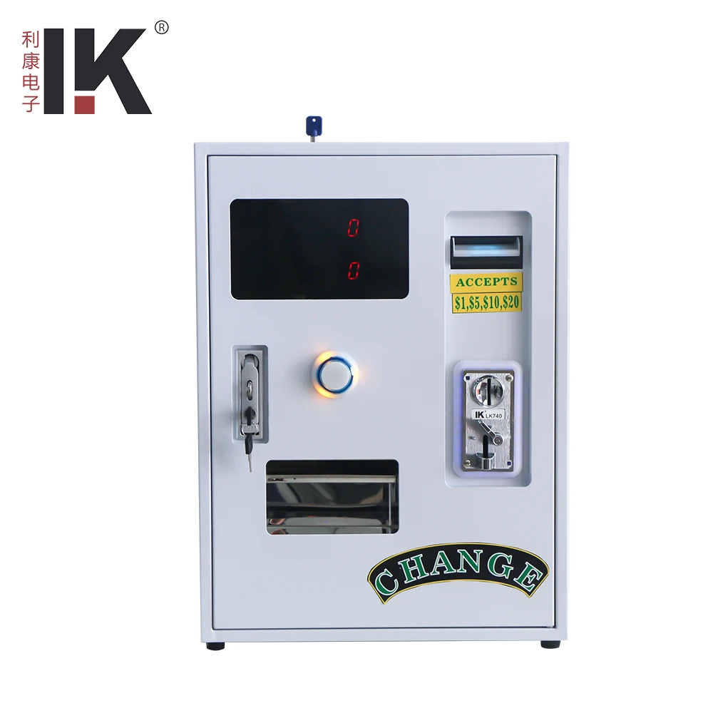 批发自动投币换零钱游戏机现金换零钱换硬币换代币机英文版用于娱乐