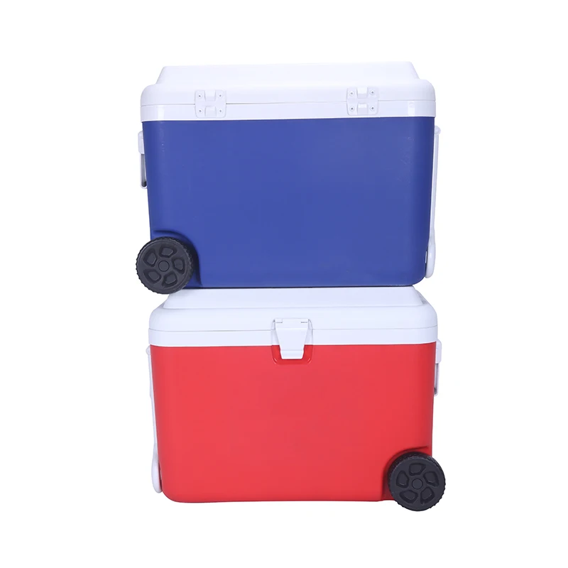 AS5000 50L Customized Big Size Insulated Plastic Tuna Ice Cooler Foam Box Styrofoam With Wheel