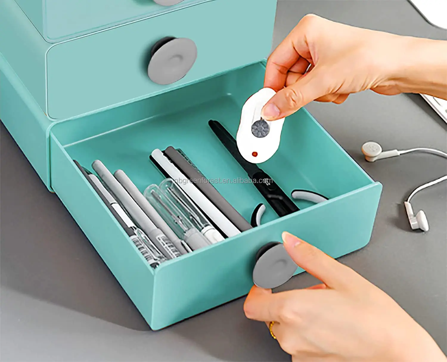 Plastic Storage Drawers Stackable Desktop Organizer Box 3drawer Set