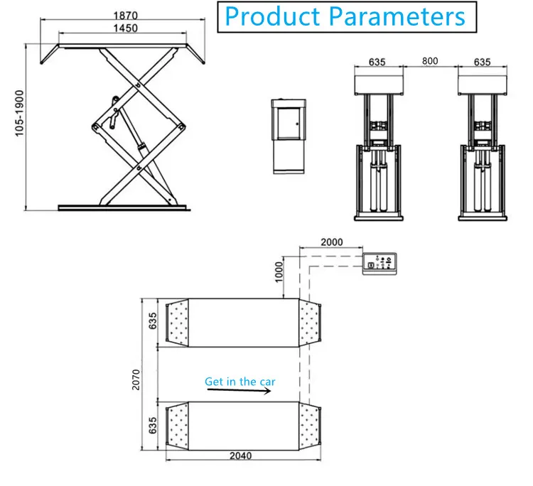 3500kg Capacity Low Profile Scissor Lift With Lock Device Twin Scissor ...