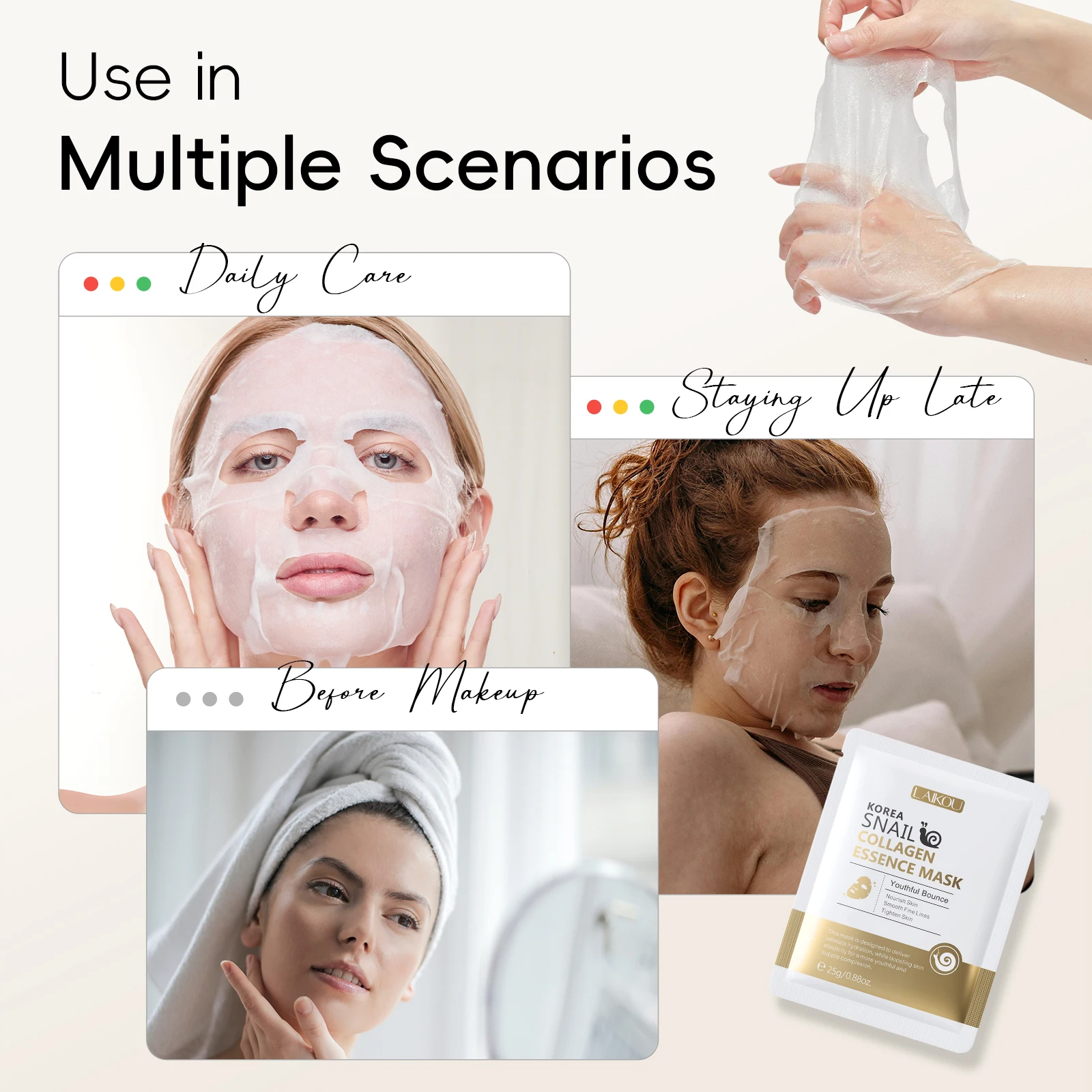 Lalkou Korea Snail Collagen Essence Facial Mask - Nourish