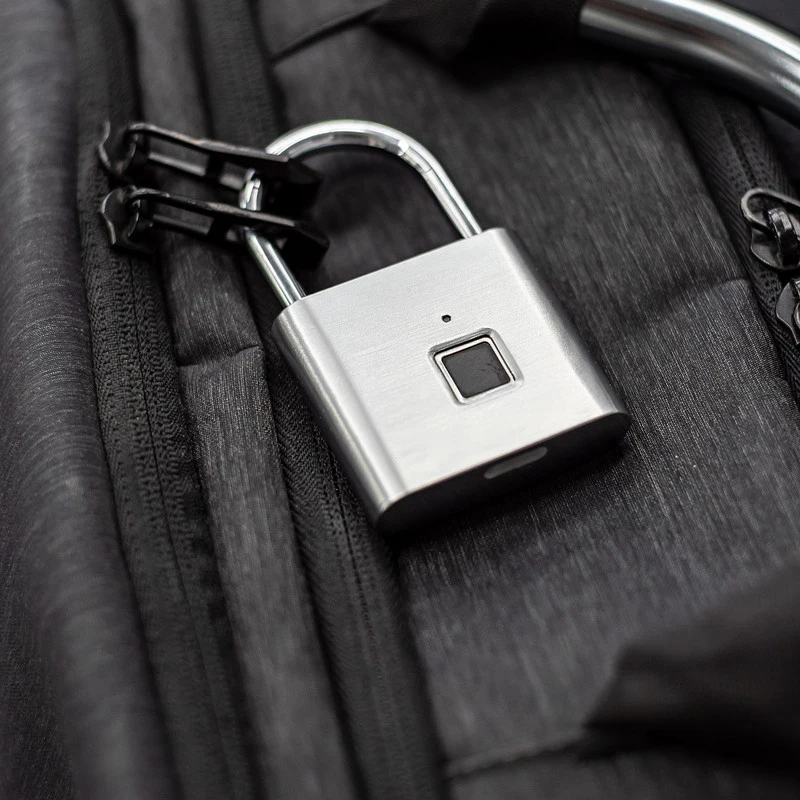 Cadenas à Empreinte Digitale Rechargeable USB - 10 Empreintes, Alliage Zinc, étanche, Pour Vélo, Casier, Valise