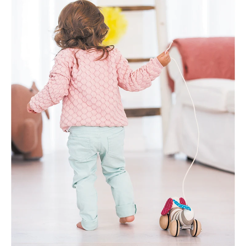 Cute Designhape Walkalong Puppy Push Pull Along Wooden Pull Toy For