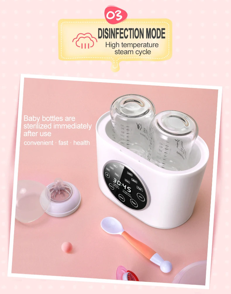 Multi Function Round Touch Screen Baby Milk Feeding Bottle Disinfection Milk Bottle Warmer Portable