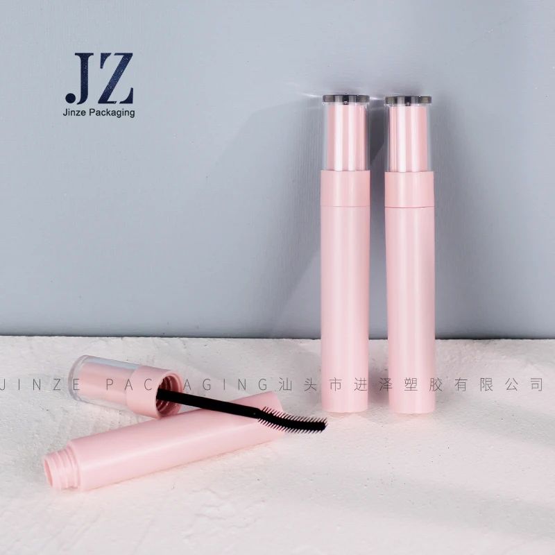 Jinze pink round shape 14ml transparent lid clear mascara tube bottle