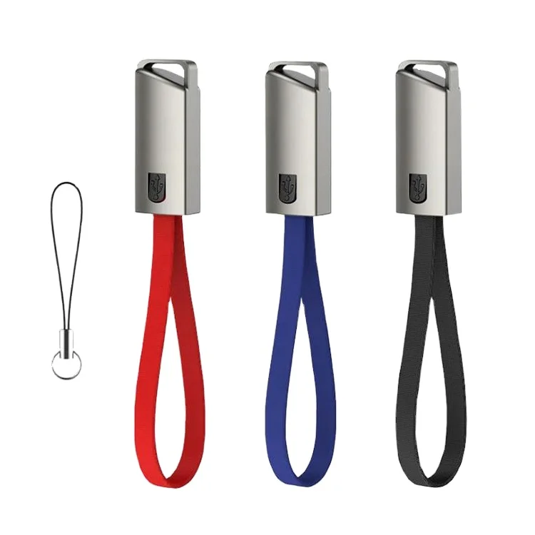 Factory Newest 2 in 1 Keychain USB Cable 22cm Length Necklace Line Used to Carry Working Cards Lanyard Keychain Charging Cable