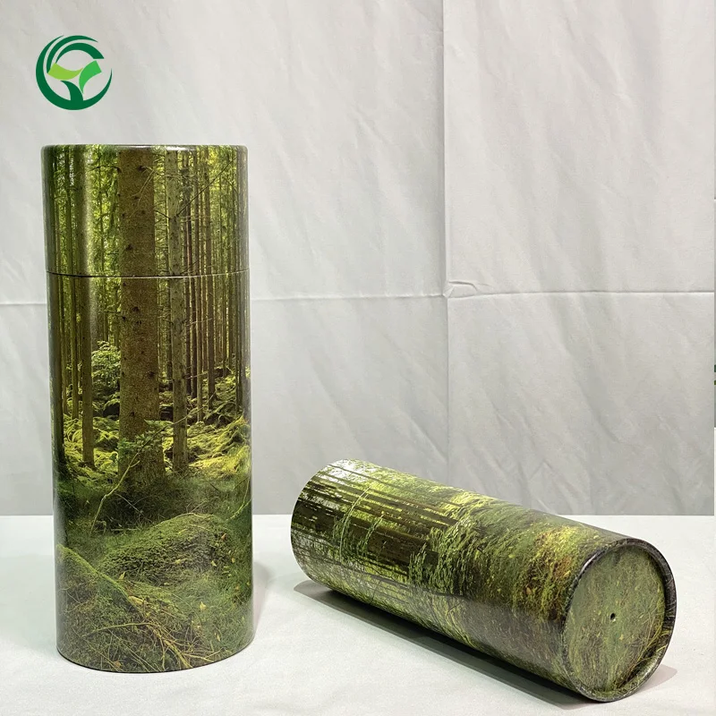 Customized Biodegradable Human Paw Printed Cremation Ash Urn Funeral Supplier for Adult Cardboard Scattering Tube for Ashes