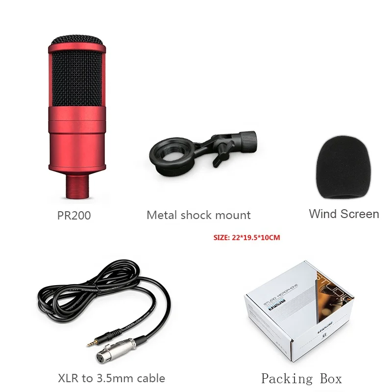 New Model PR200 Professional Wired Computer PC Studio Microphone Condenser Recording for Singing Room Broadcasting YouTube