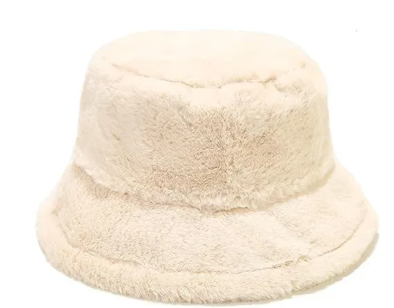 Winter Fluffy Bucket Hat for Women's Faux Fur Fishman Cap Warm Fuzzy Bucket  Hats