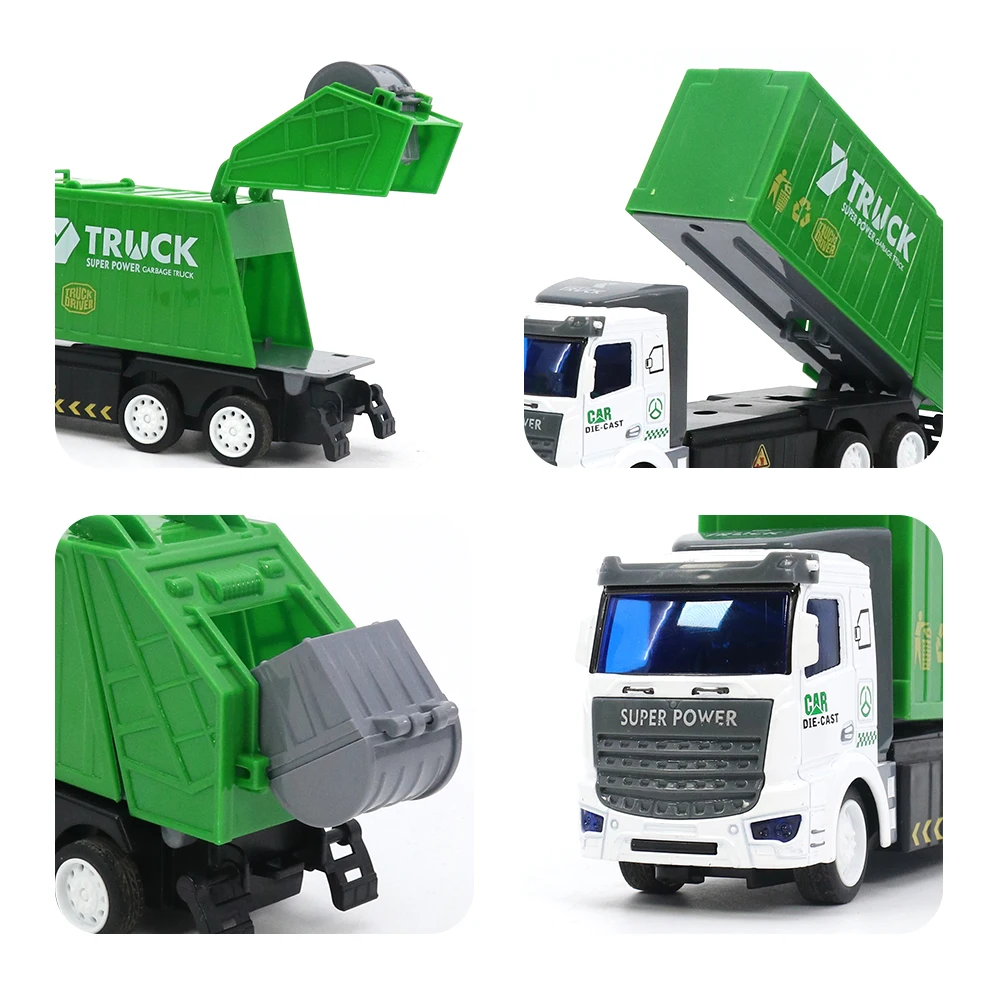 HY 861201 Diecast Model Garbage Truck Toy, Alloy