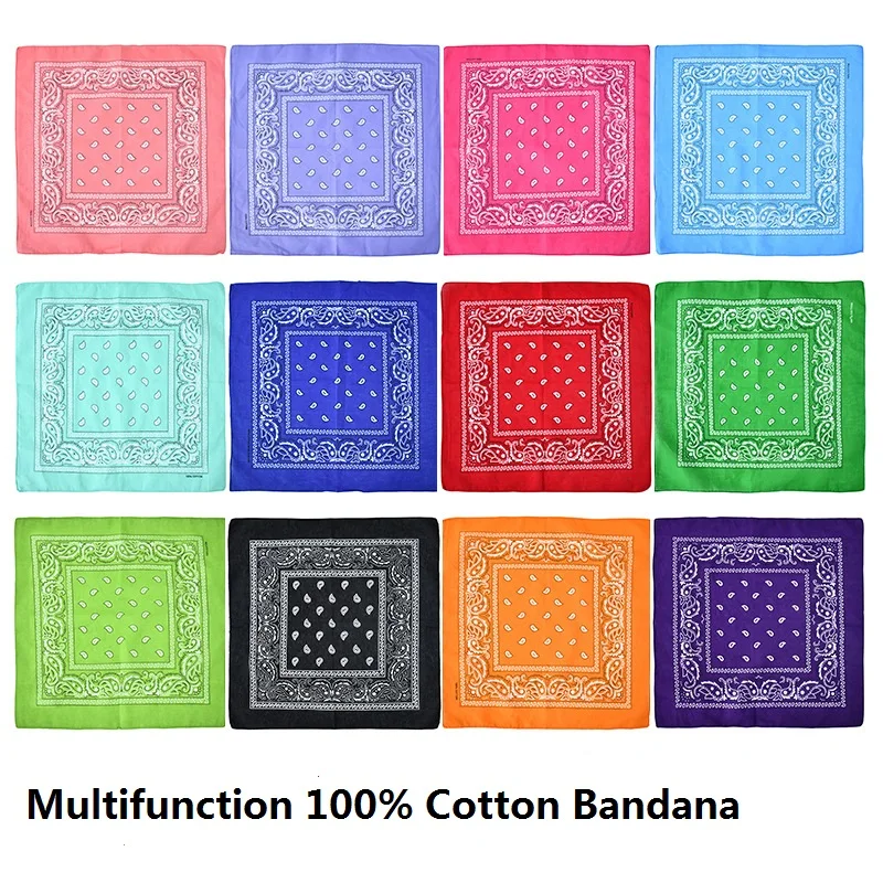 Высококачественный разноцветный 100% хлопковый Многофункциональный индивидуальный спортивный велосипедный бандана шарф с двусторонним принтом квадратный тюрбан узором пейсли