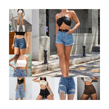 Black Women Denim Shorts Regular Fit High Waisted Casual Plus Size Denim Shorts For Woman Cotton Jeans