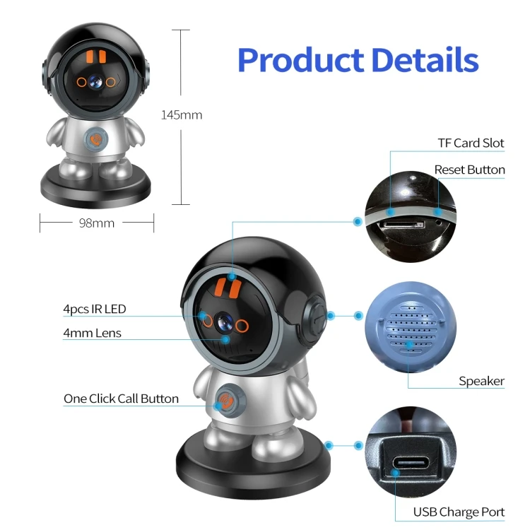 ESCAM PT302 Robot 3MP One Click Call Humanoid Detection Wifi IP