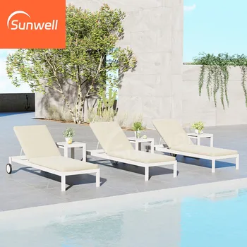 High Quality Hotel Swimming Pool Outdoor Furniture Aluminum Daybed Stackable Patio Sun Lounger With Cushion