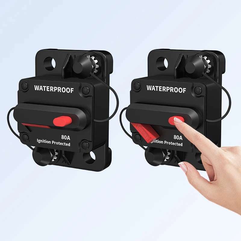 Automatic Circuit Breakers 80A 12V DC Circuit Breaker Waterproof with Manual Reset for Boats Truck Audio/Video Systems