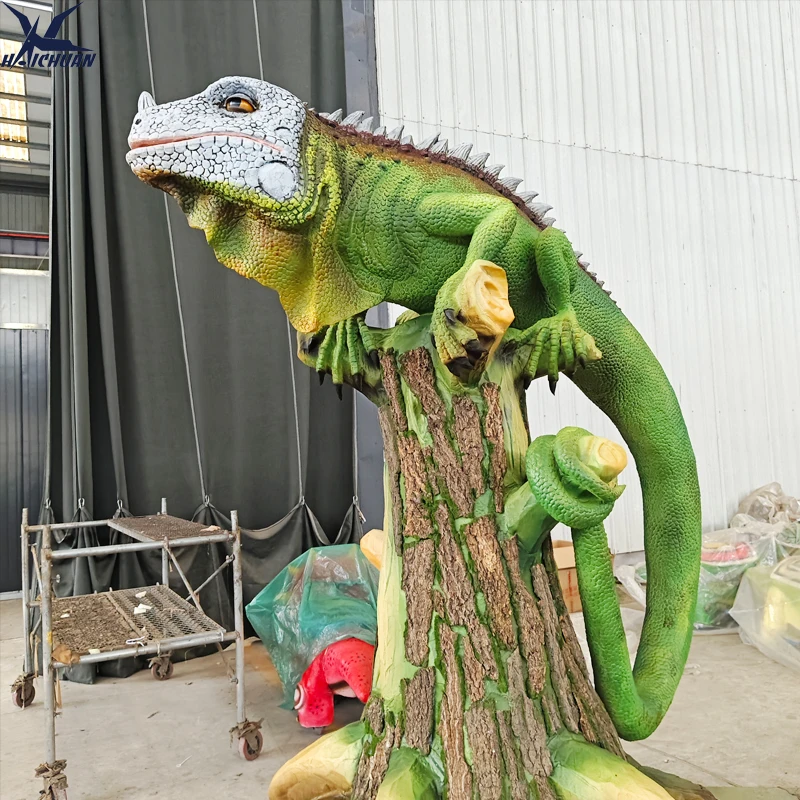 Life Size Custom Green Animatronic Lizard Realistic Simulation Cabrite Model Sensor&Motor Public Indoor/Outdoor Animal Theme