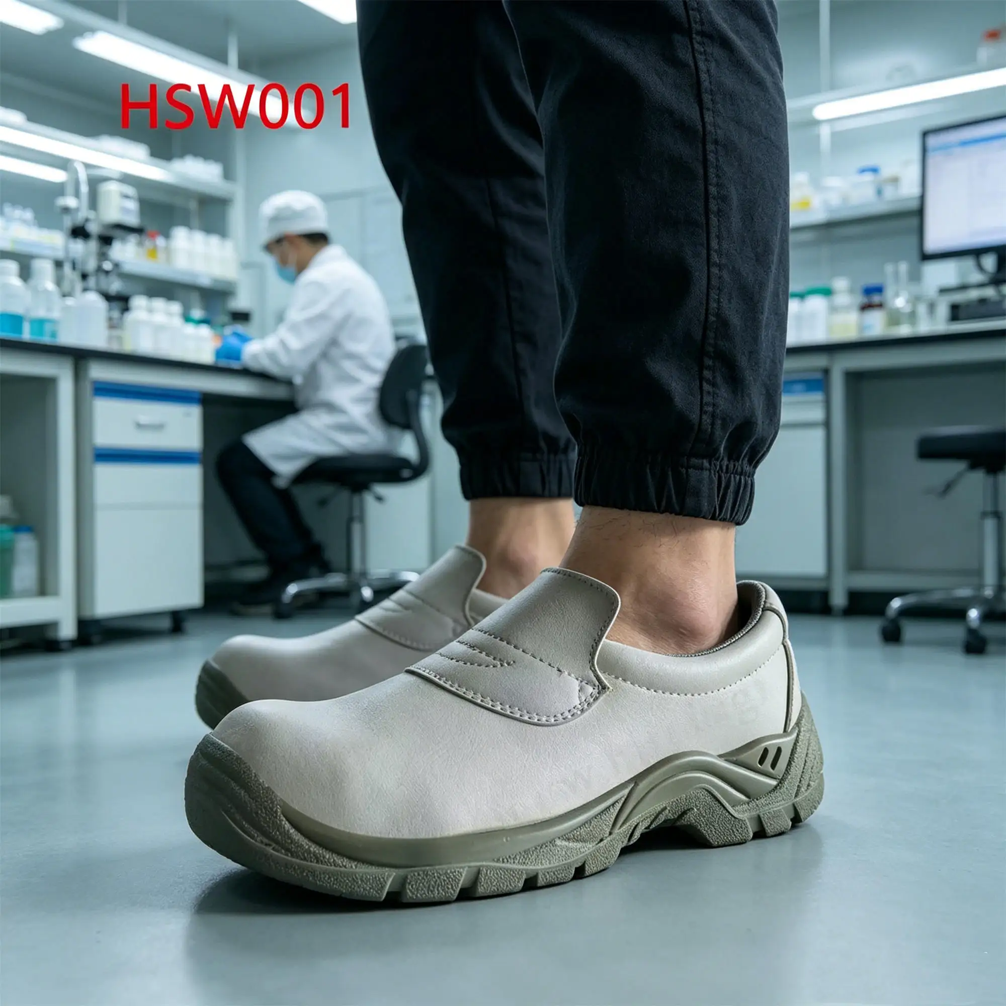 ZYF,Protective Work Ready to Wear Anti-static White Safety Shoes Clean Area Long Time Stand Anti-Tired Work Clogs HSW001