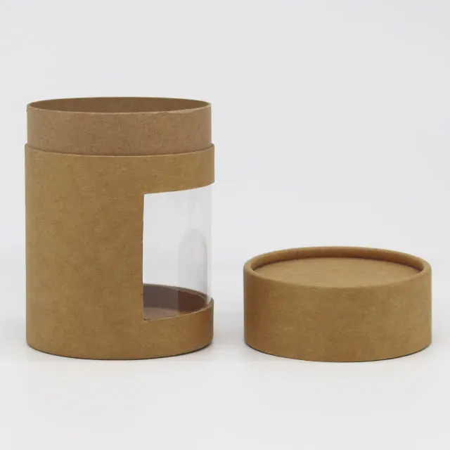 Recyclable Craft Cardboard Boxes Biodegradable Paper Kraft Packaging Tubes with clear Window