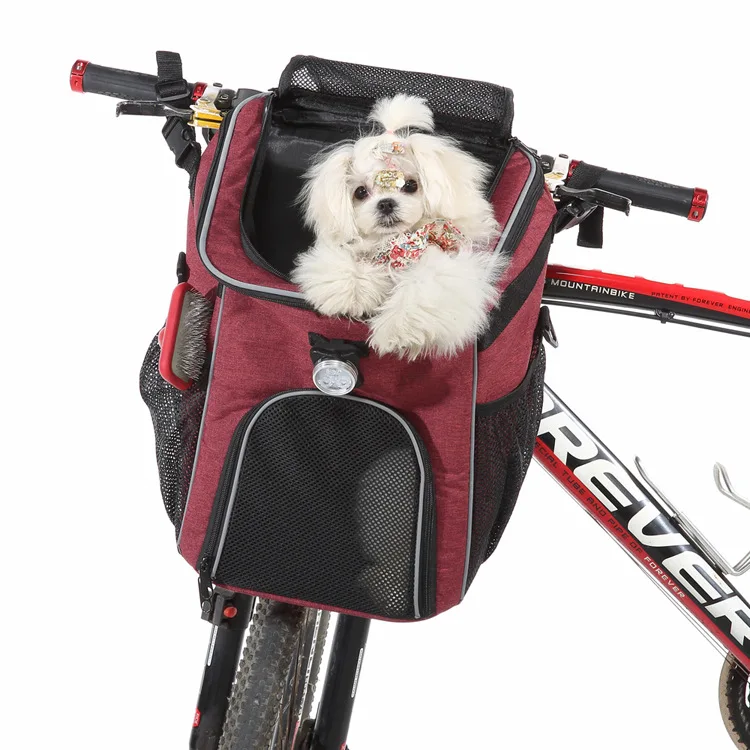 Foldable Dog Travel Backpack Reflective Dog Bike Basket Multi-function Pet Carrier Bag details