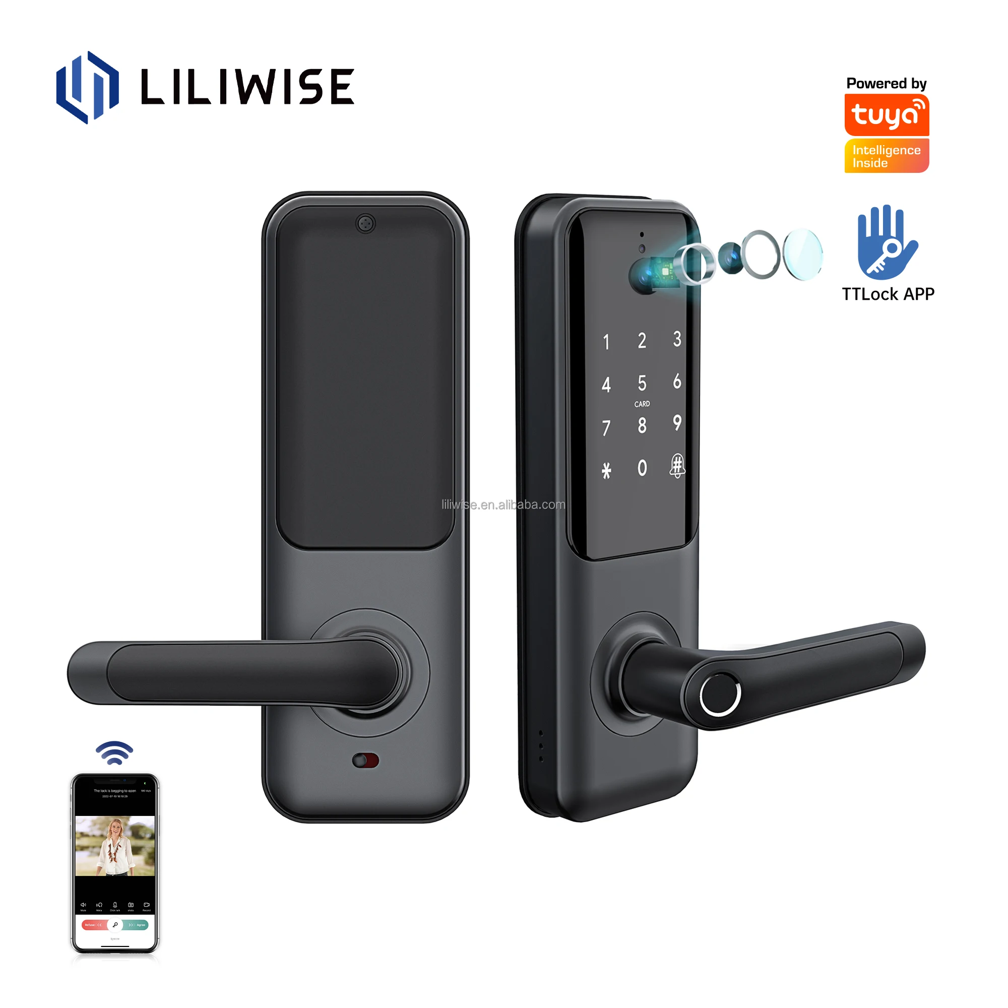 Liliwise Outdoor Tuya Digital Lock Cerradura Inteligente Waterproof Face Recognition Door Lock
